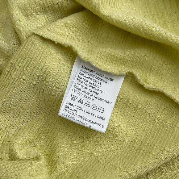 Vintage Russ Pointelle Top Petite Large Chartreuse Nice Details Rayon Cotton - Picture 7 of 10